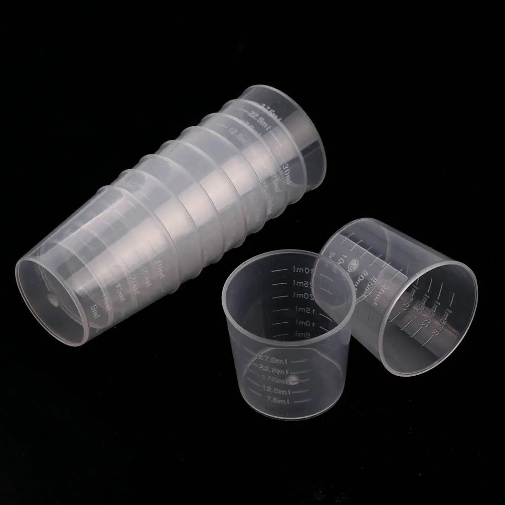 20pc 30ml Clear Plastic Liquid Measuring Cups Graduaeted Laboratory Test Cylinder With Scales For Resin Silicone Mold Tool