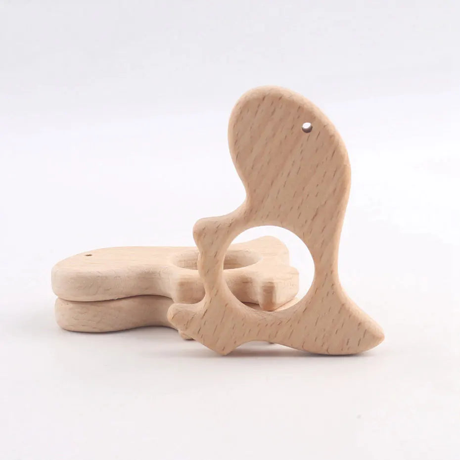10pc Wooden Teether Animals Beech Teething Grasping Wooden Animal Toy Rodent Baby Teether Pendant DIY  Pacifier Chain Kids Goods