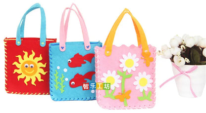 4Pcs Children Cartoon Non-woven Handicraft Toys Kids Handmade Bag DIY Animal Flower Handbags Crafts Art Sewing Toy Craft Decor