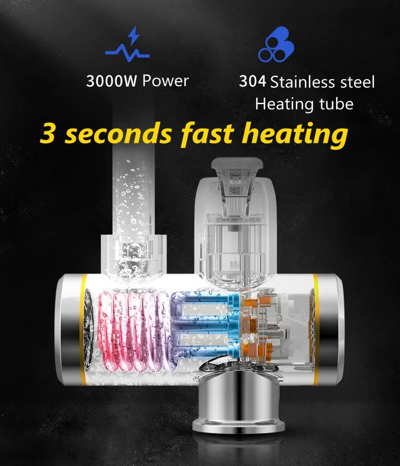 DMWD Tankless Electric Hot Water Heater Universal Hose Faucet Kitchen Instant Heating Tap Water Heater LED Temperature Display