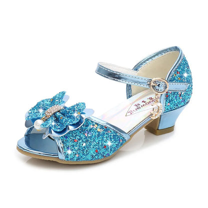 Princess Girls Party Shoes Children Sandals Colorful Sequins High Heels Shoes Girls Sandals Peep Toe Summer Kids Shoes CSH813