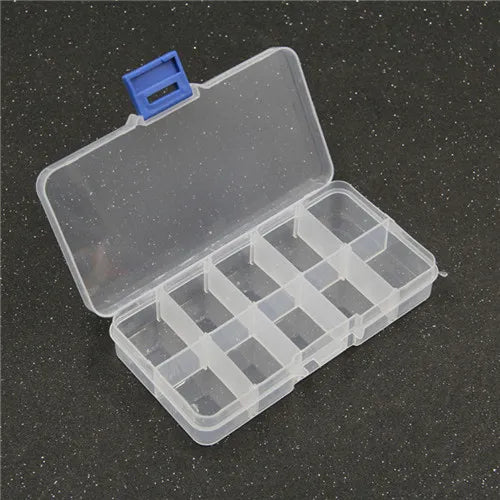 Yidensy 1pcs Square Transparent Plastic Storage Box Case 10/24 Slot Adjustable for Pills Jewelry Beads Earring Case Organizer