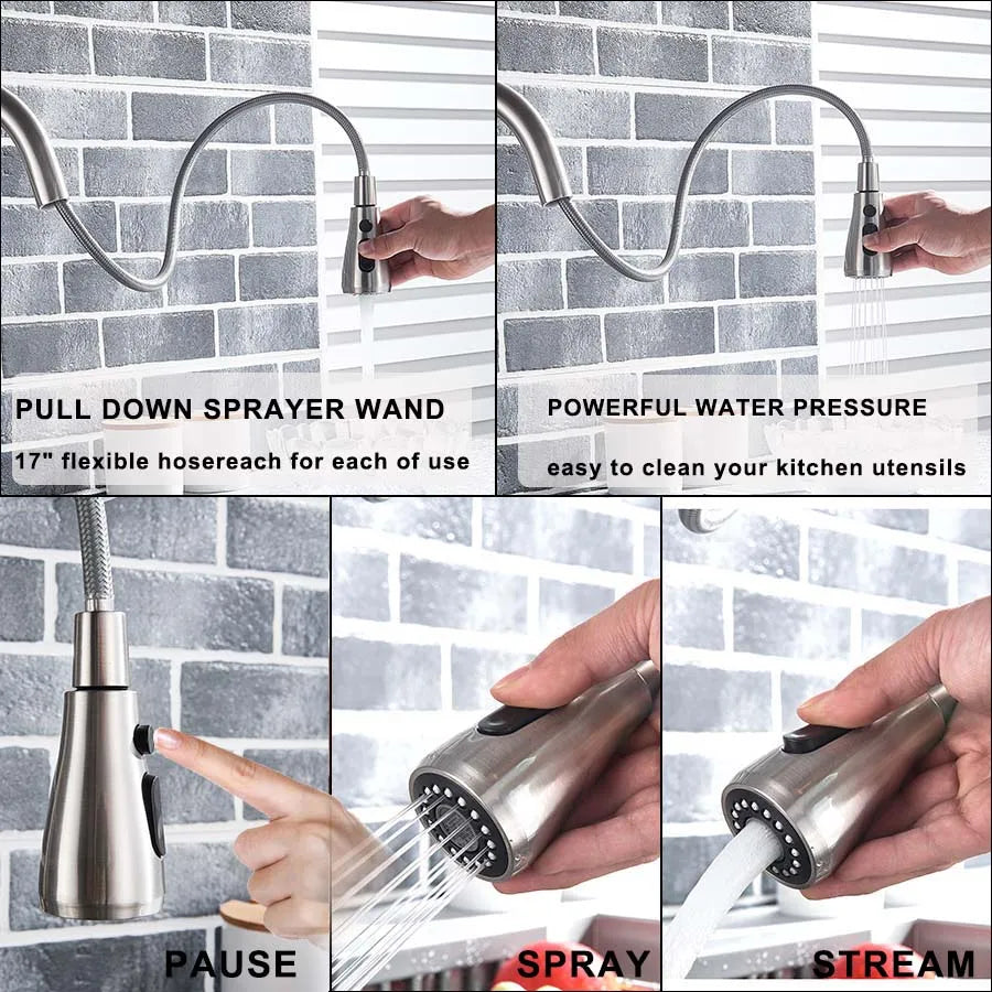 Rozin Purification Kitchen Faucets Black Pull Out Kitchen Water Filter Tap 3 Way Mixer torneira para cozinha de parede Crane