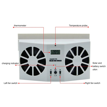 Car Window Auto Exhaust Fan Cooler Solar Powered Air Vent Cool Cooling Air Vent Conditioner Ventilator Radiator Cooling System