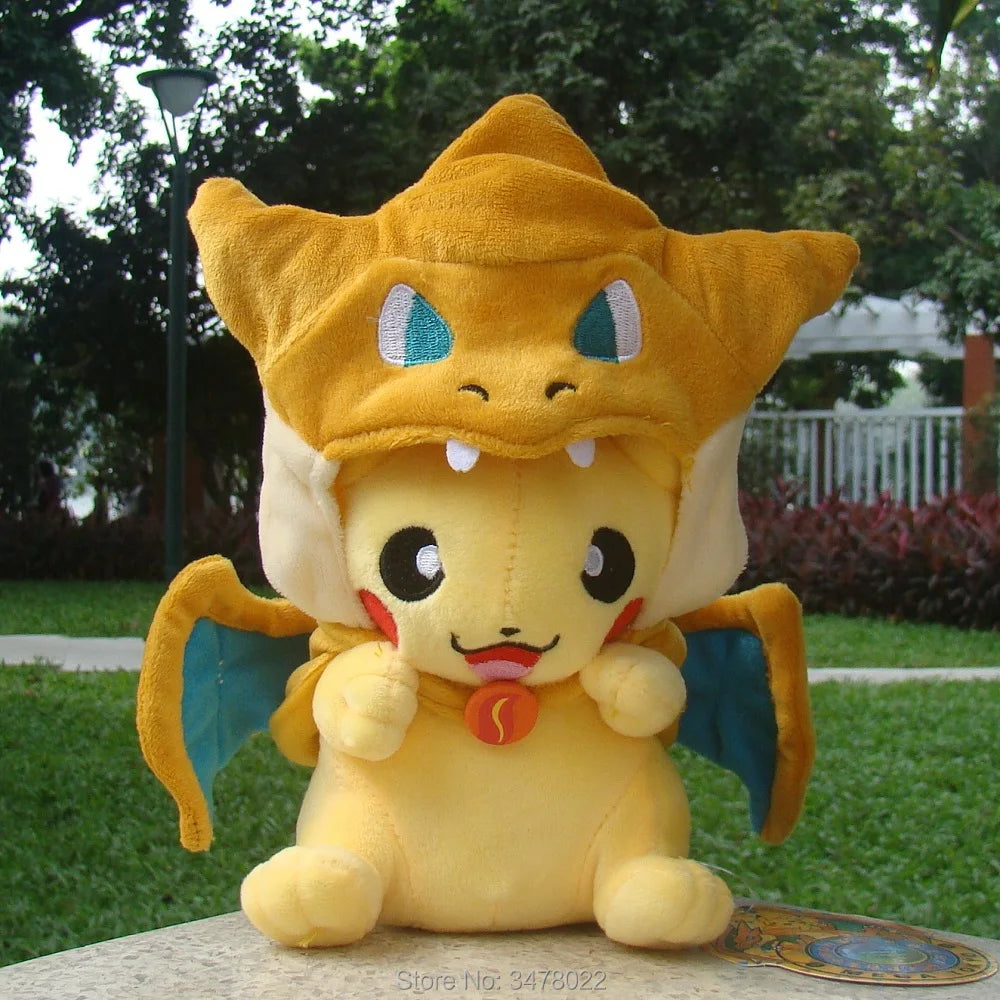 4 Styles Cosplay Pokemon Plush Mega Shiny Charizard XY Pikachu Cloak Stuffed Toy Cartoon Soft Doll