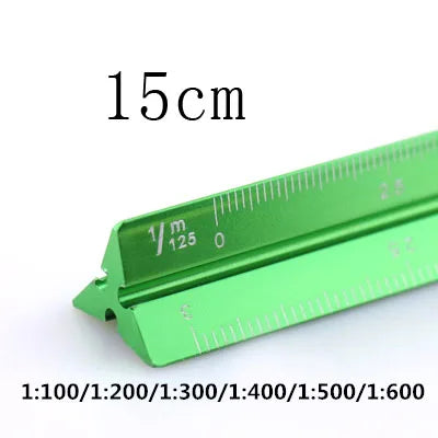 TUTU high quality colorful 15cm aluminum triangular scale ruler aluminum 1:20 - 1:600 alloy metal scale regua desenho H0003