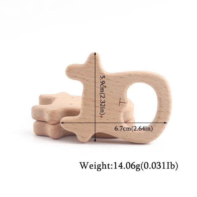 10pc Wooden Teether Animals Beech Teething Grasping Wooden Animal Toy Rodent Baby Teether Pendant DIY  Pacifier Chain Kids Goods