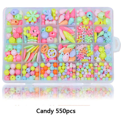 550-700PCS DIY Colorful Acrylic Beads Girls Puzzle Toy Jewelry Necklace Bracelet Handmade String Bead Girl Children Making Toys