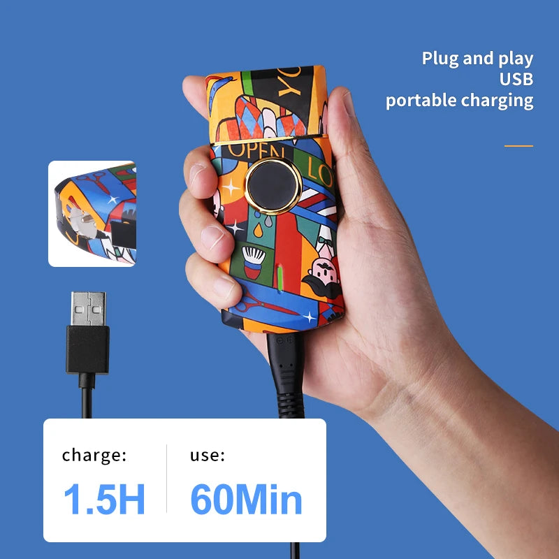 Kemei Uno Cordless Single Foil Shaver StyleCraft Graffiti Professional Lithium ion Razor Super Close Cutting WITH NO IRRITATION
