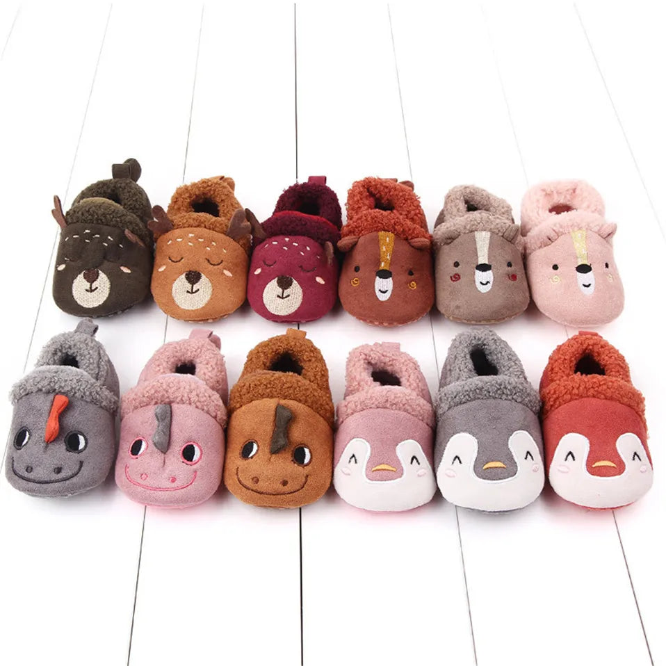 Baby Shoes Adorable Infant Slippers Toddler Baby Boy Girl Knit Crib Shoes Cute Cartoon Anti-slip Prewalker Baby Slippers