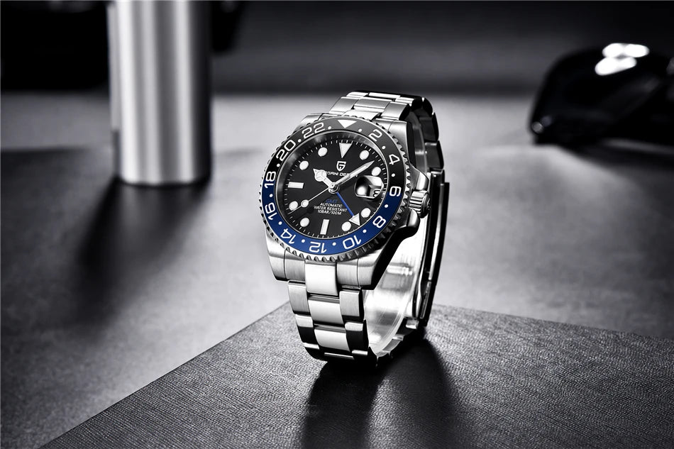 PAGANI DESIGN 2026 40MM Luxury Men GMT Automatic Machinery Watch Ceramic Bezel Jubilee Strap Sapphire Waterproof Watches for men