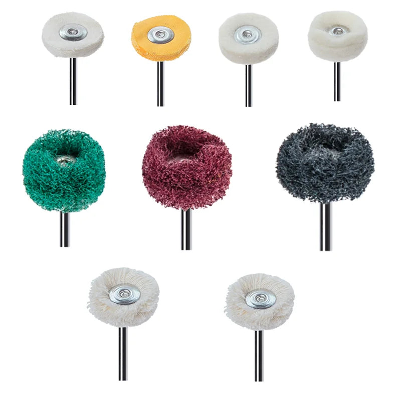10Pcs/Bag Dental Odontologia Polishing Brush Wheel Rotary Tools 2.35mm HP Shank Wool Goat Cotton Black Buff Dentistry Laborator