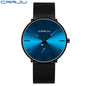 CRRJU New Watches Mens 2019 Man Fashion Simple Stainless Steel Blue Thin Watch For Men Luxury Casual Waterproof Quartz Clock
