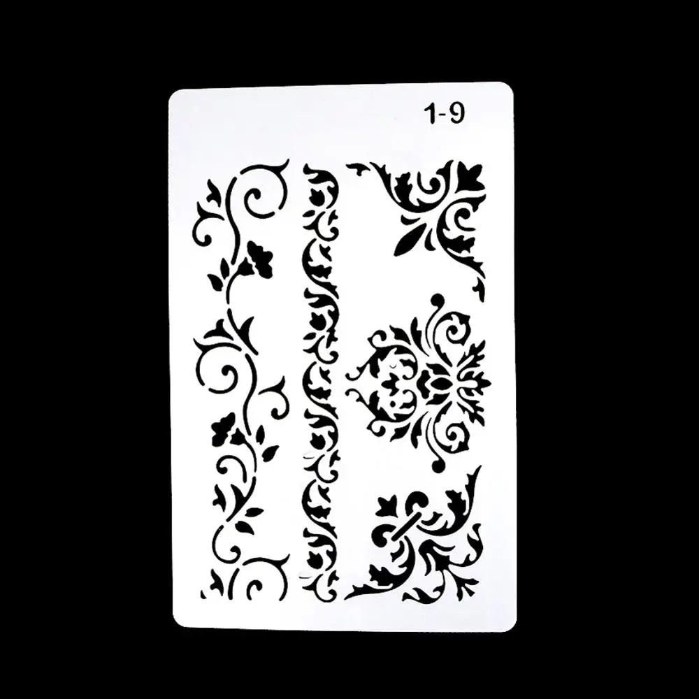 12 Design DIY Painting Template Wall Stencil Airbrush Scrapbook Coloring Embossing Album Diary Journal Drawing Copy Templates