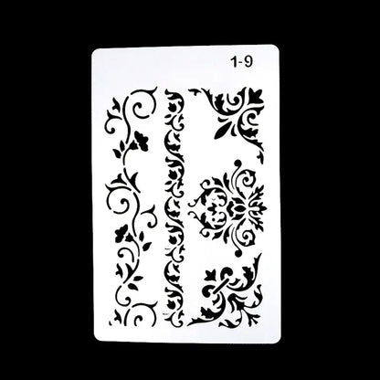 12 Design DIY Painting Template Wall Stencil Airbrush Scrapbook Coloring Embossing Album Diary Journal Drawing Copy Templates