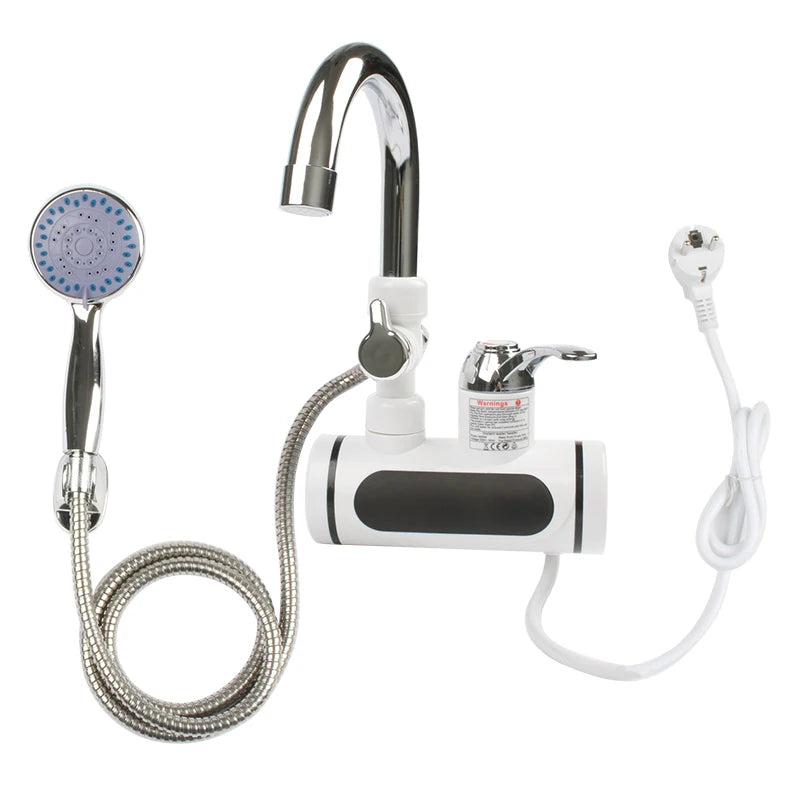 DMWD Electric Instant Hot Water Faucet Stainless Steel Water heater with LED Temperature Display Tankless Tap For Kitchen shower