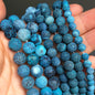 Natural Stone Beads Frost Dark Blue Cracked Dream Fire Dragon Veins Agates Beads For Jewelry Making DIY Bracelet 15‘’ 6/8/10mm