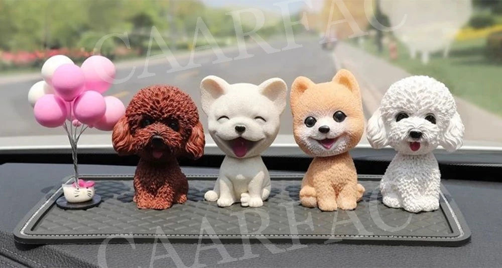 Car Shaking Head Dog Ornaments Bobblehead Dog Nodding Puppy Toys Shaking Head Dolls Accessories For All Universal Car