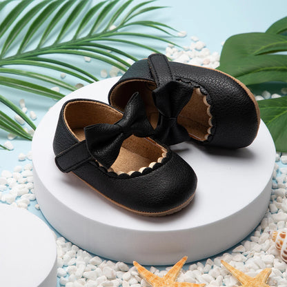 Meckior Baby Girl Shoes Leather Rubber Sole Anti-slip Toddler First Walkers Infant Crib Shoes Newborn Girl New Baby Shoes