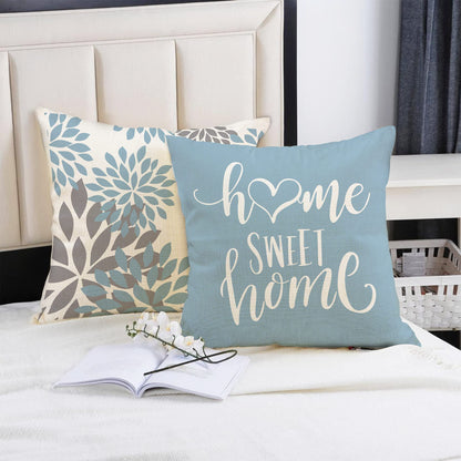 Lake blue white geometric linen pillowcase sofa cushion cover home decoration can be customized for you 40x40 45x45 50x50 60x60
