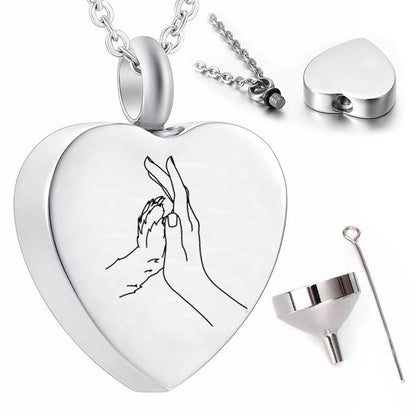 Cremation Jewelry Heart Pendant Necklace Owner and Pet Pattern Souvenir Ashes Urn Jewelry to Commemorate Beloved Pet