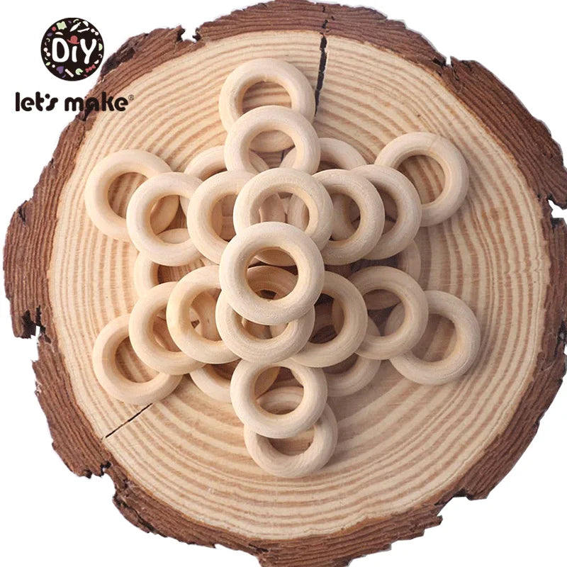 Let‘s Make 50pcs  Wooden Rings DIY Customize Logo 98/70/55/40mm Smooth Surface Natural Maple Wood Rodent Baby Teething Bpa Free