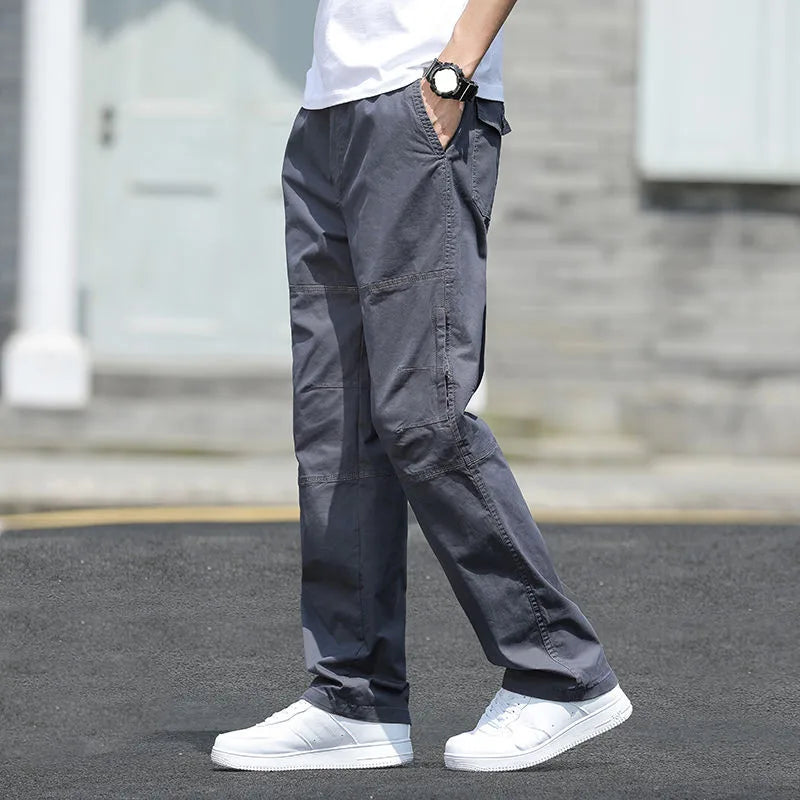 Men's Cargo Pants Loose Straight Pants Plus Size Clothing Work Wear Korean Japanese Joggers Homme Sports Cotton Casual Trousers