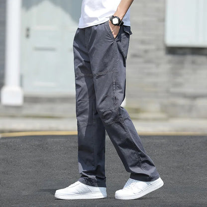 Men's Cargo Pants Loose Straight Pants Plus Size Clothing Work Wear Korean Japanese Joggers Homme Sports Cotton Casual Trousers
