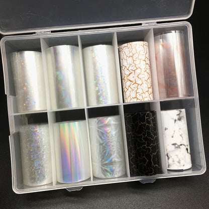 1 Box New Metal Nail Foils for Matt Transfer Paper Neon Stickers Champagne Nails Wraps Silver DIY Chameleon Nail Art Decorations