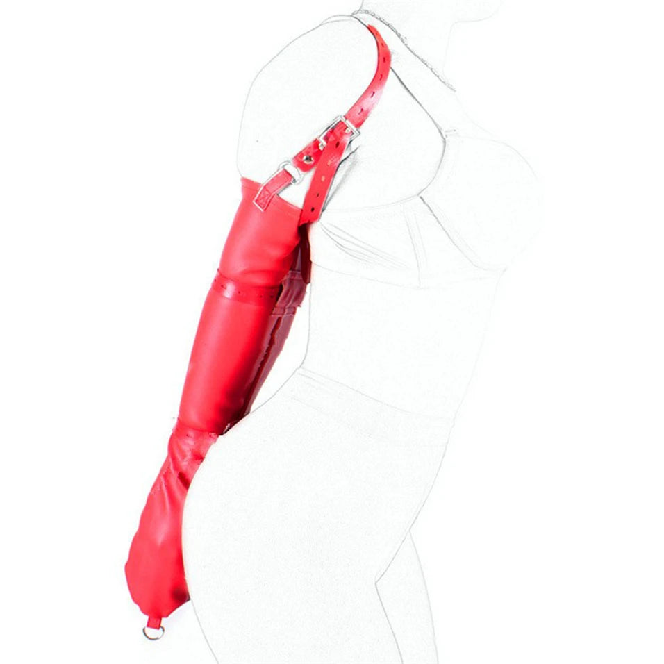 SM Sexy Restraint Arm Binder Behind Back Straight Jacket Leather Armbinder Slave Lockable Bondage Shoulder Straps Club Role play