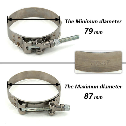 1 Pc 2.0" 2.25" 2.5" 2.75" 3.0" 3.25" 3.5" 4.0" T-Bolt Exhaust Clamp Intake Turbo Exhaust Intercooler Silicone Coupler