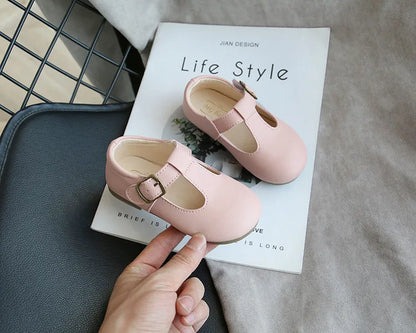 Spring Autumn Kids Shoes T Strap Leather Shoes For Girls Boys Non-slip Toddlers Mary Janes Baby Children Buckle Strap Flats