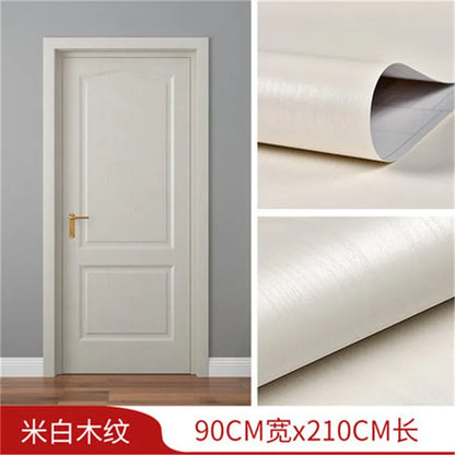90x210cm/30X500cm Grey Wood Grain Wallpaper On The Door Adhesive  Furniture Refurbish Sticker Home Decor Wall Decal Door Sticker