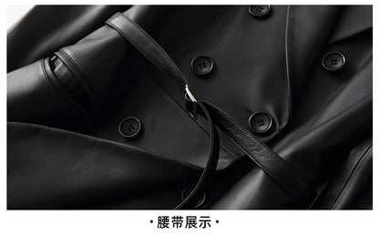 Nerazzurri Black Faux Leather Blazer Women Long Sleeve Belt Leather Jacket Women 5xl 6xl 7xl New arrivals 2022 Womens Clothing