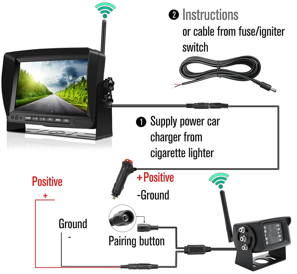 GreenYi 1280x720 High Definition AHD Wireless Truck DVR Monitor 7" Night Vision Reverse Backup Recorder Wifi Camera For Bus Car