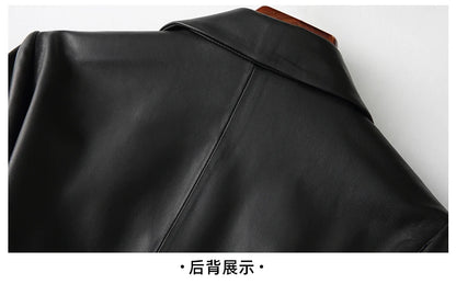 Nerazzurri Black Faux Leather Blazer Women Long Sleeve Belt Leather Jacket Women 5xl 6xl 7xl New arrivals 2022 Womens Clothing