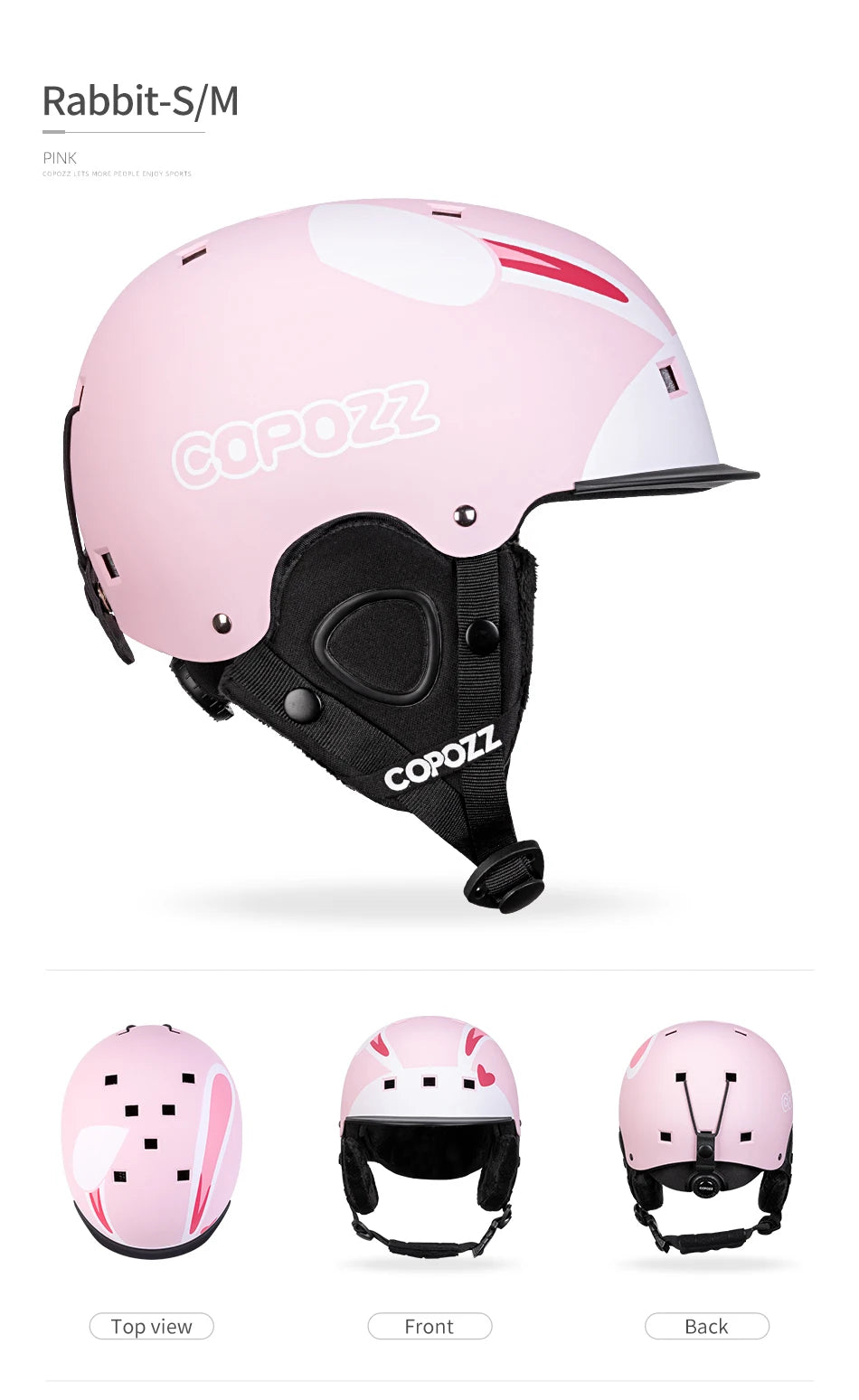 COPOZZ Cartoon Kids Children Ski Helmet Integrally-molded Outdoor Sports Protection Snowboard Helmet Women Skiing Equipment