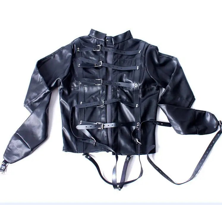 PU Leather Straitjacket BDSM Bondage Harness Female Adult Couple Game Straight Jacket Halloween Costume  Sex Toy for Women