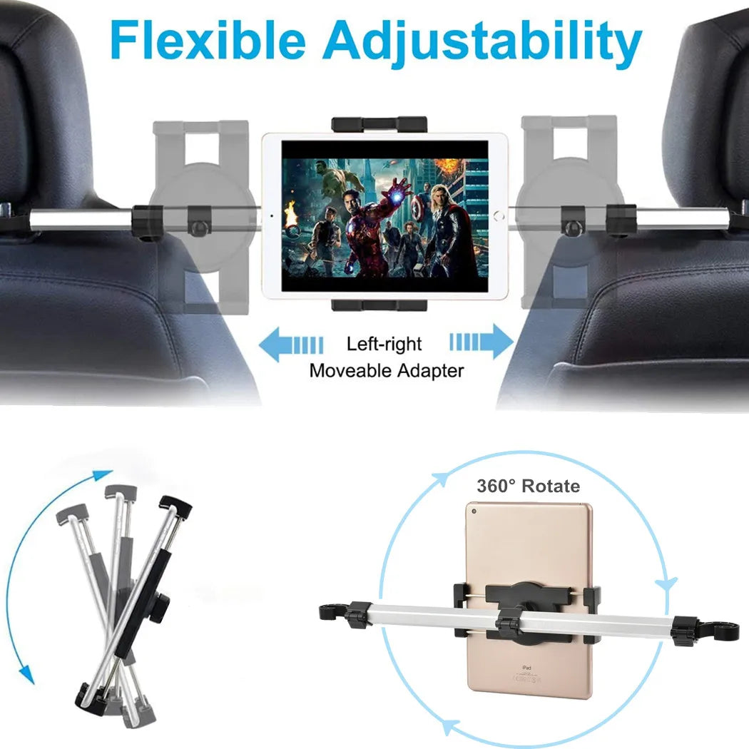 Car Tablet Headrest Holder for 7-13" Tablets Adjustable Car Back Seat Headrest Tablet Mount Stand Road Trip Essentials for Kids