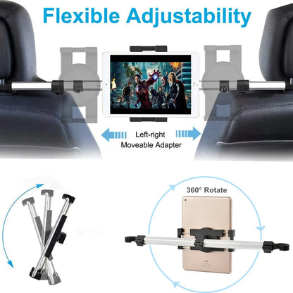 Car Tablet Headrest Holder for 7-13" Tablets Adjustable Car Back Seat Headrest Tablet Mount Stand Road Trip Essentials for Kids