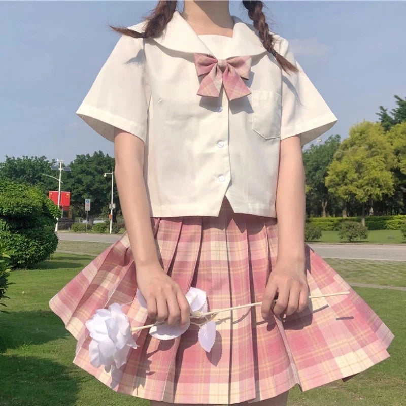 JMPRS Plaid Women Pleated Skirt Bow Knot Summer High Waist Preppy Girls Dance Mini Skirt Cute A Line Harajuku Sexy Japan Faldas