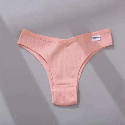 FINETOO 3/5Pcs Cotton Brazilian Panties Women's Panties Sexy V Waist T-Back Underwear Female Soft Underpants Lady Bikini Lingeri