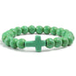 Fashion Jesus Cross Natural Stone Bracelets Charm Blue Pine Stone Black Lava Matte Beaded Bracelets Bangles Women Yoga Jewelry