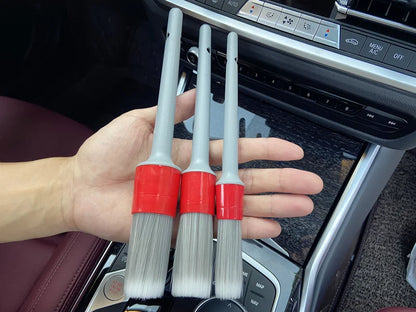 Lucullan Super Soft Synthetic Bristle Detailing Brushes Set PP Handle For Wheels,Tires, Engine Bay, Leather Seats, Door Panels