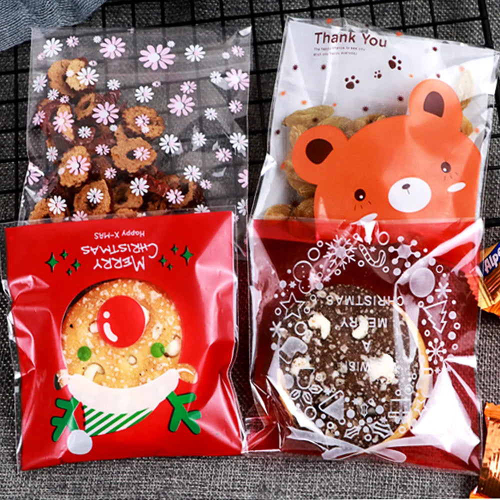 50/100 pcs 10x13cm Opp Self-Stick Transparent Packing Bear Owl Cookie Candy Wedding Birthday Christmas Party Gift Bag Wholesale