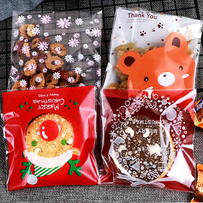50/100 pcs 10x13cm Opp Self-Stick Transparent Packing Bear Owl Cookie Candy Wedding Birthday Christmas Party Gift Bag Wholesale