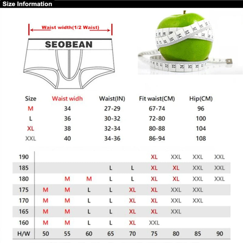 SEOBEAN Men's Low-Rise Boxer Briefs Cotton Underwear Soft Breathable Comfortable Shorts for Daily Casual Wear