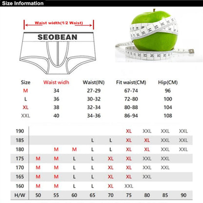 SEOBEAN Men's Low-Rise Boxer Briefs Cotton Underwear Soft Breathable Comfortable Shorts for Daily Casual Wear