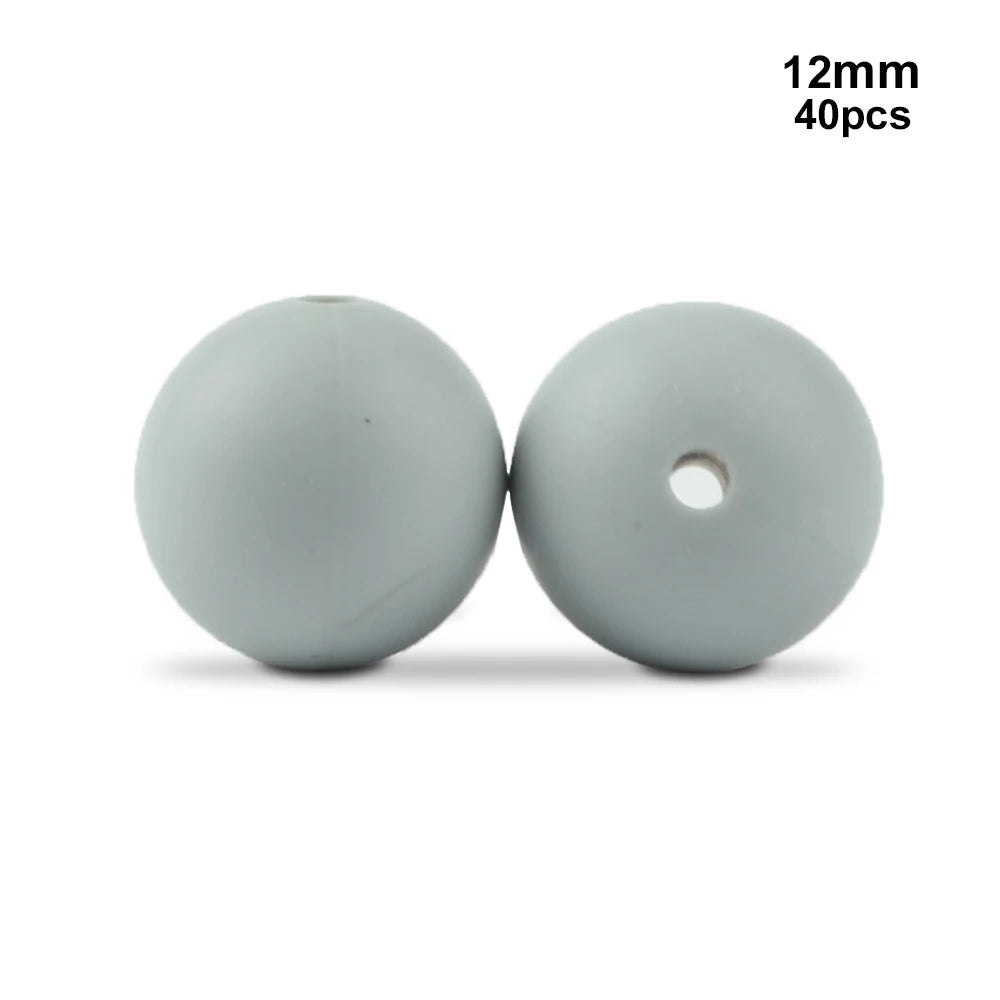 LOFCA 40pcs 12mm Silicone Beads Teething Chew Beads Food Grade Teether Necklace BPA Free Diy Jewelry Baby Teether Toy Pacifier