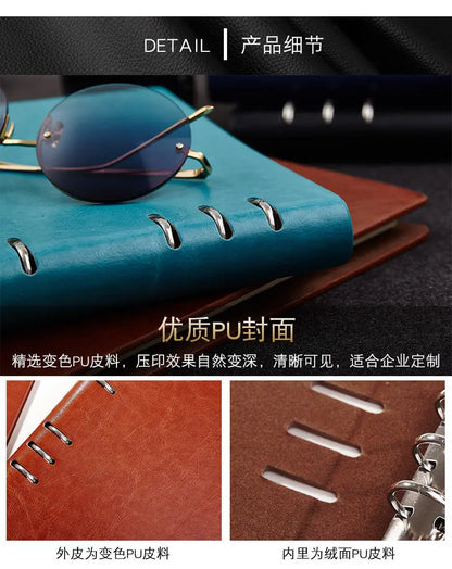 A4 A5 A6 B5 Hollow Loose-leaf Notebook, Detachable Notebook, Leather Notepad Notebook Binder Notepads Stationery